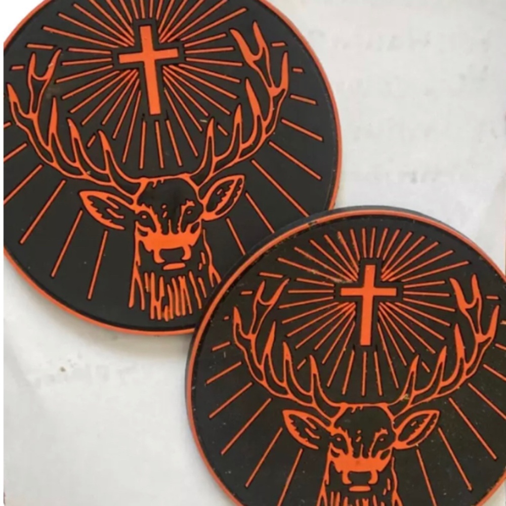Jagermeister Deer Stag Head Logo Coaster - Rubber Bar Promo Orange & Black